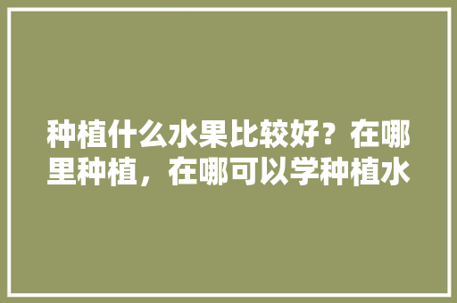 种植什么水果比较好？在哪里种植，在哪可以学种植水果技术。 种植什么水果比较好？在哪里种植，在哪可以学种植水果技术。 蔬菜种植