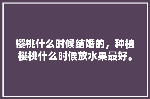 樱桃什么时候结婚的，种植樱桃什么时候放水果最好。 樱桃什么时候结婚的，种植樱桃什么时候放水果最好。 土壤施肥