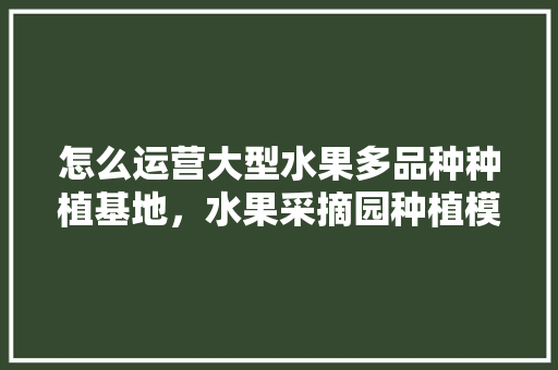 怎么运营大型水果多品种种植基地，水果采摘园种植模式有哪些。 怎么运营大型水果多品种种植基地，水果采摘园种植模式有哪些。 土壤施肥