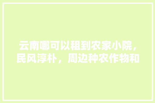 云南哪可以租到农家小院，民风淳朴，周边种农作物和水果多的地方，宾川各种水果种植地图高清。 家禽养殖