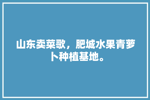 山东卖菜歌，肥城水果青萝卜种植基地。 家禽养殖