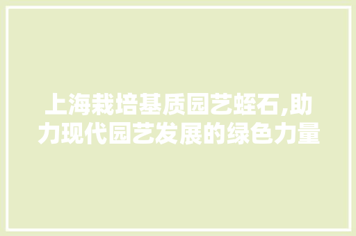 上海栽培基质园艺蛭石,助力现代园艺发展的绿色力量 蔬菜种植