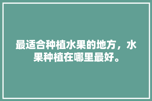 最适合种植水果的地方，水果种植在哪里最好。 土壤施肥