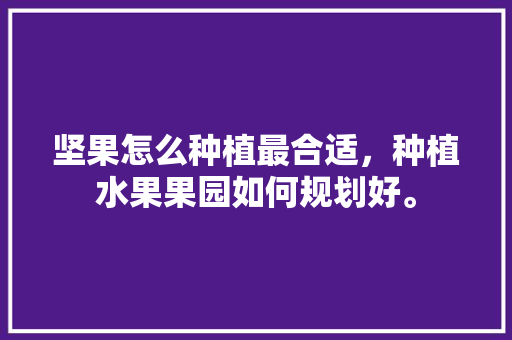 坚果怎么种植最合适，种植水果果园如何规划好。 坚果怎么种植最合适，种植水果果园如何规划好。 蔬菜种植