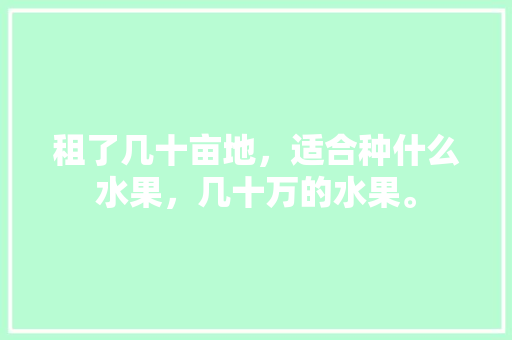 租了几十亩地，适合种什么水果，几十万的水果。 租了几十亩地，适合种什么水果，几十万的水果。 土壤施肥