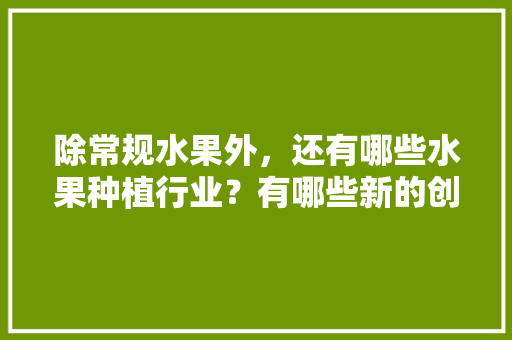 除常规水果外，还有哪些水果种植行业？有哪些新的创业空间，种植水果怎么利用空间小技巧。 除常规水果外，还有哪些水果种植行业？有哪些新的创业空间，种植水果怎么利用空间小技巧。 土壤施肥