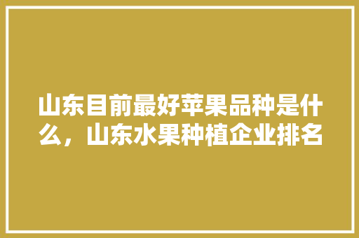 山东目前最好苹果品种是什么，山东水果种植企业排名前十。 山东目前最好苹果品种是什么，山东水果种植企业排名前十。 土壤施肥