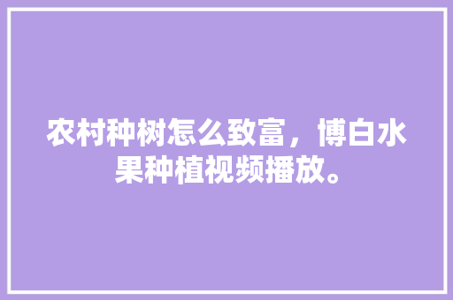 农村种树怎么致富，博白水果种植视频播放。 农村种树怎么致富，博白水果种植视频播放。 畜牧养殖