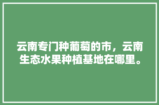 云南专门种葡萄的市，云南生态水果种植基地在哪里。 云南专门种葡萄的市，云南生态水果种植基地在哪里。 蔬菜种植