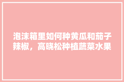 泡沫箱里如何种黄瓜和茄子辣椒，高晓松种植蔬菜水果有哪些。 泡沫箱里如何种黄瓜和茄子辣椒，高晓松种植蔬菜水果有哪些。 家禽养殖