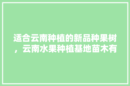 适合云南种植的新品种果树，云南水果种植基地苗木有哪些。 适合云南种植的新品种果树，云南水果种植基地苗木有哪些。 家禽养殖