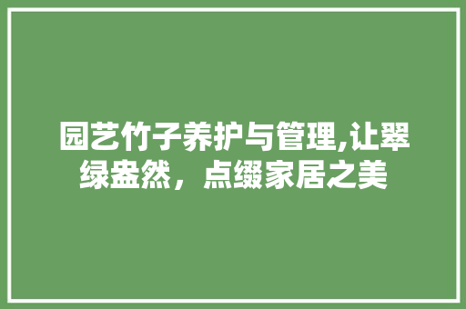 园艺竹子养护与管理,让翠绿盎然，点缀家居之美