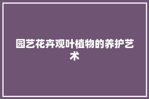 园艺花卉观叶植物的养护艺术 家禽养殖