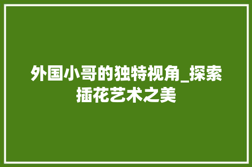 外国小哥的独特视角_探索插花艺术之美