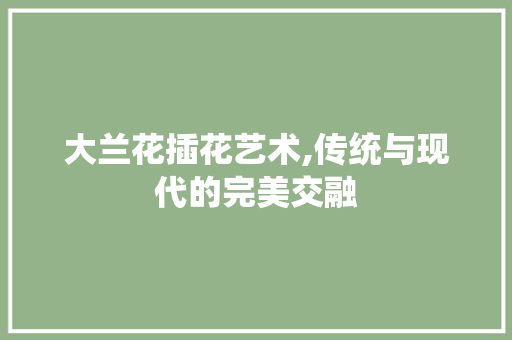 大兰花插花艺术,传统与现代的完美交融