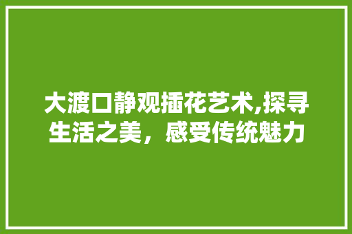 大渡口静观插花艺术,探寻生活之美，感受传统魅力