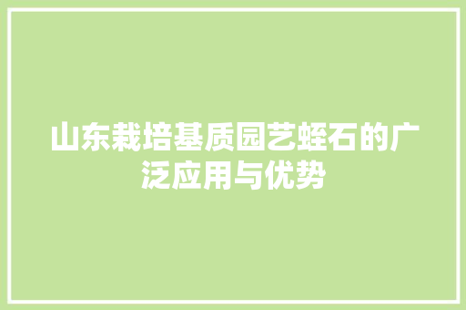 山东栽培基质园艺蛭石的广泛应用与优势