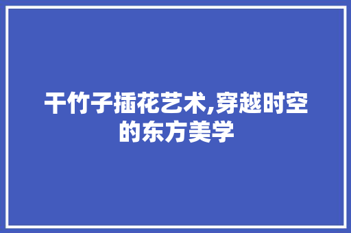 干竹子插花艺术,穿越时空的东方美学