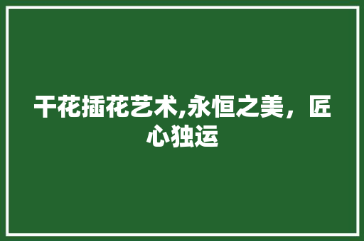 干花插花艺术,永恒之美，匠心独运 土壤施肥