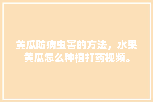 黄瓜防病虫害的方法，水果黄瓜怎么种植打药视频。 土壤施肥