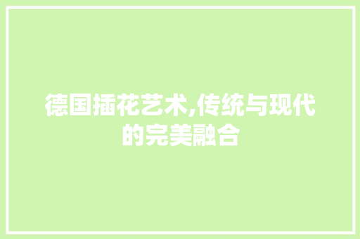 德国插花艺术,传统与现代的完美融合 土壤施肥