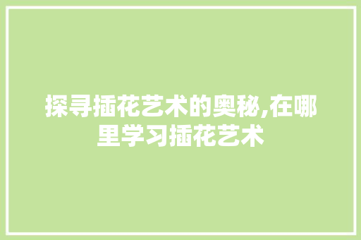 探寻插花艺术的奥秘,在哪里学习插花艺术