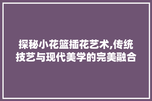 探秘小花篮插花艺术,传统技艺与现代美学的完美融合 土壤施肥