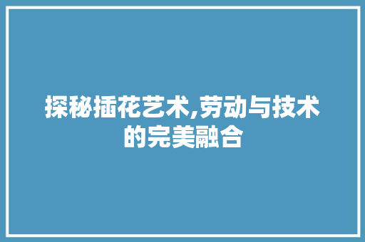 探秘插花艺术,劳动与技术的完美融合