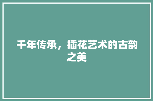 千年传承，插花艺术的古韵之美