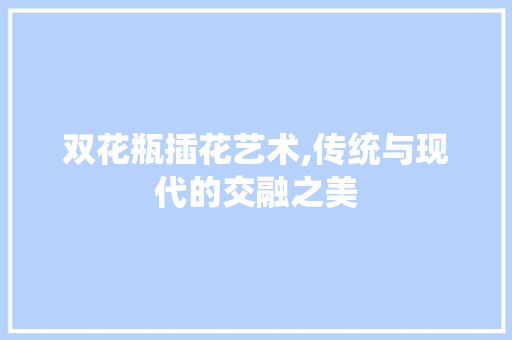 双花瓶插花艺术,传统与现代的交融之美 土壤施肥