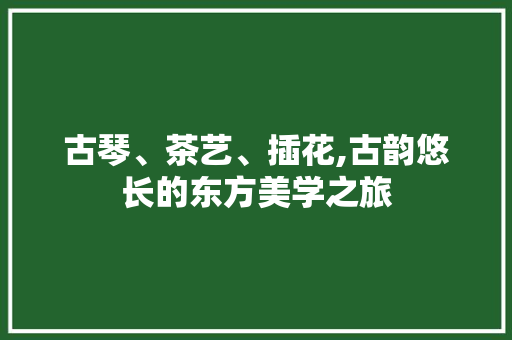 古琴、茶艺、插花,古韵悠长的东方美学之旅