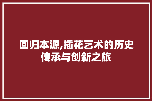 回归本源,插花艺术的历史传承与创新之旅