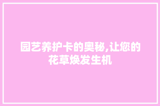 园艺养护卡的奥秘,让您的花草焕发生机