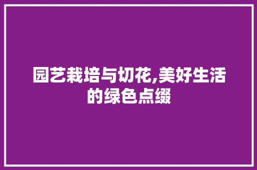 园艺栽培与切花,美好生活的绿色点缀