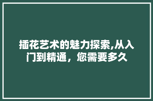 插花艺术的魅力探索,从入门到精通，您需要多久 土壤施肥