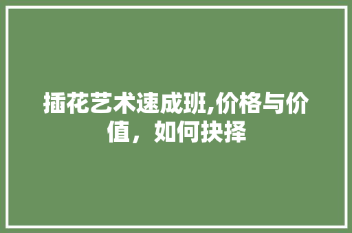 插花艺术速成班,价格与价值，如何抉择