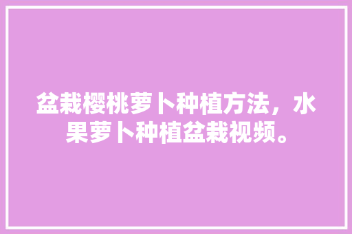 盆栽樱桃萝卜种植方法，水果萝卜种植盆栽视频。