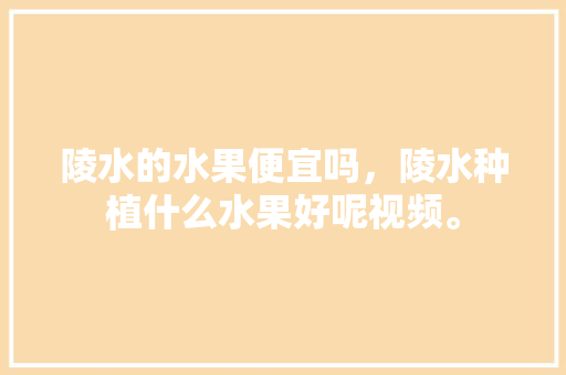 陵水的水果便宜吗，陵水种植什么水果好呢视频。