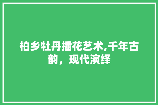 柏乡牡丹插花艺术,千年古韵，现代演绎 水果种植