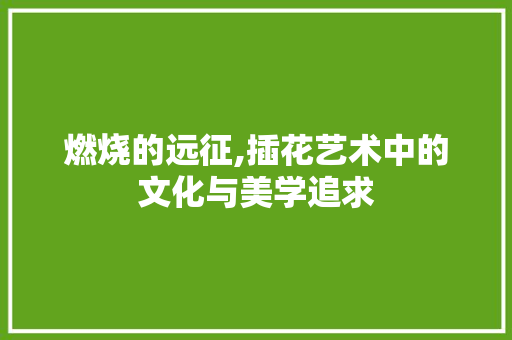 燃烧的远征,插花艺术中的文化与美学追求 畜牧养殖