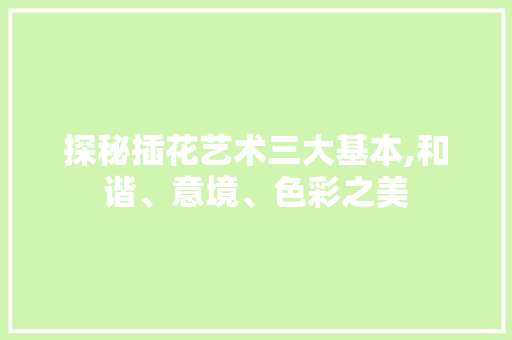 探秘插花艺术三大基本,和谐、意境、色彩之美