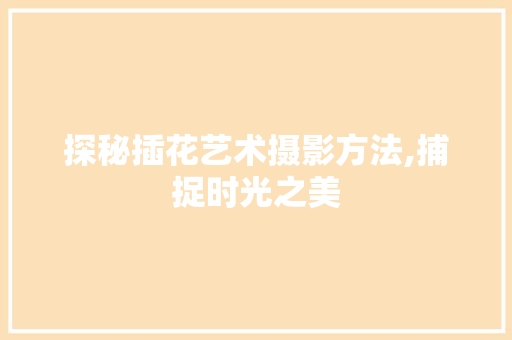 探秘插花艺术摄影方法,捕捉时光之美 畜牧养殖