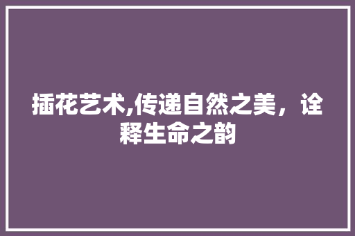 插花艺术,传递自然之美，诠释生命之韵