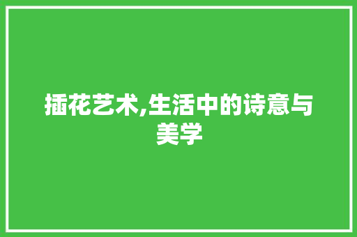 插花艺术,生活中的诗意与美学