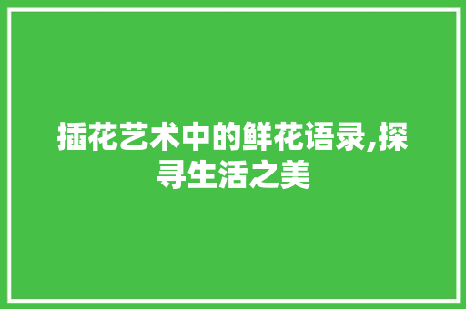 插花艺术中的鲜花语录,探寻生活之美