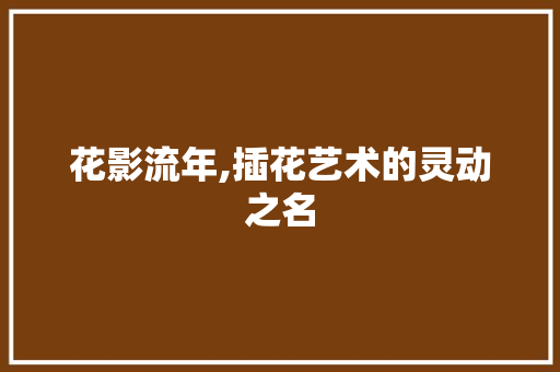 花影流年,插花艺术的灵动之名 家禽养殖