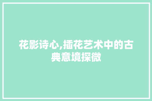 花影诗心,插花艺术中的古典意境探微 水果种植