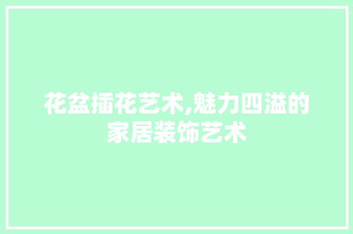 花盆插花艺术,魅力四溢的家居装饰艺术 土壤施肥