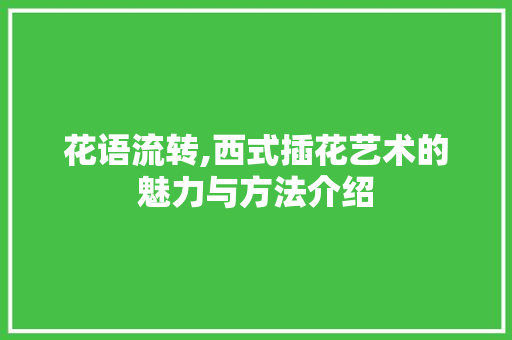 花语流转,西式插花艺术的魅力与方法介绍 土壤施肥