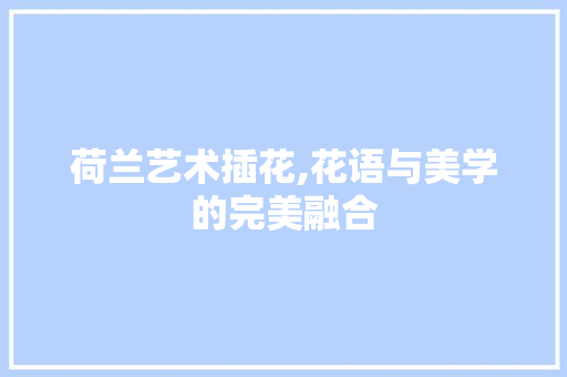 荷兰艺术插花,花语与美学的完美融合 水果种植